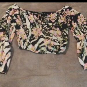 Guess Black and Pink Floral Blouse